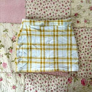 Forever 21 White & Yellow Plaid Mini Skirt